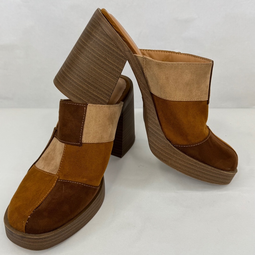 Universal Thread Womens Brown Patchwork Faux Sued… - image 1